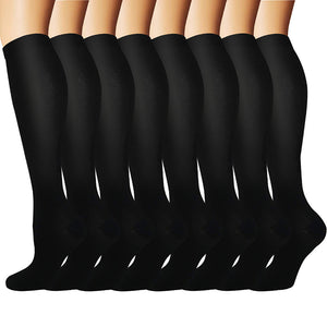 Aoliks 8 Pairs Woman Knee High Compression Socks 15-20 mmHg