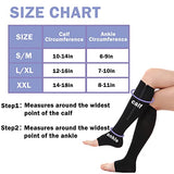 Aoliks 3 Pairs Women Open-Toed with Zipper Calf Compression Sleeves Stockings(15-20mmHg) Black