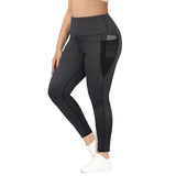 Aoliks Women Plus Size Leggings with Pockets High Waisted Yoga Pants Dark Grey