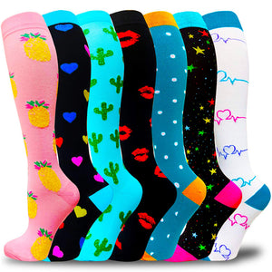 Aoliks 7 Pairs Woman Pattern Compression Socks 20-30 mmHG
