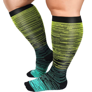 Aoliks Woman Gradient Plus Size Knee High Wide Calf Compression Socks Yellow