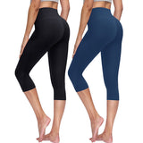 Aoliks 2 Pack Womens Capri Leggings High Waisted Yoga Cropped Pants