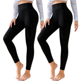 Aoliks Black 2 Pack Womens Leggings High Waisted Tummy Control Yoga Pants