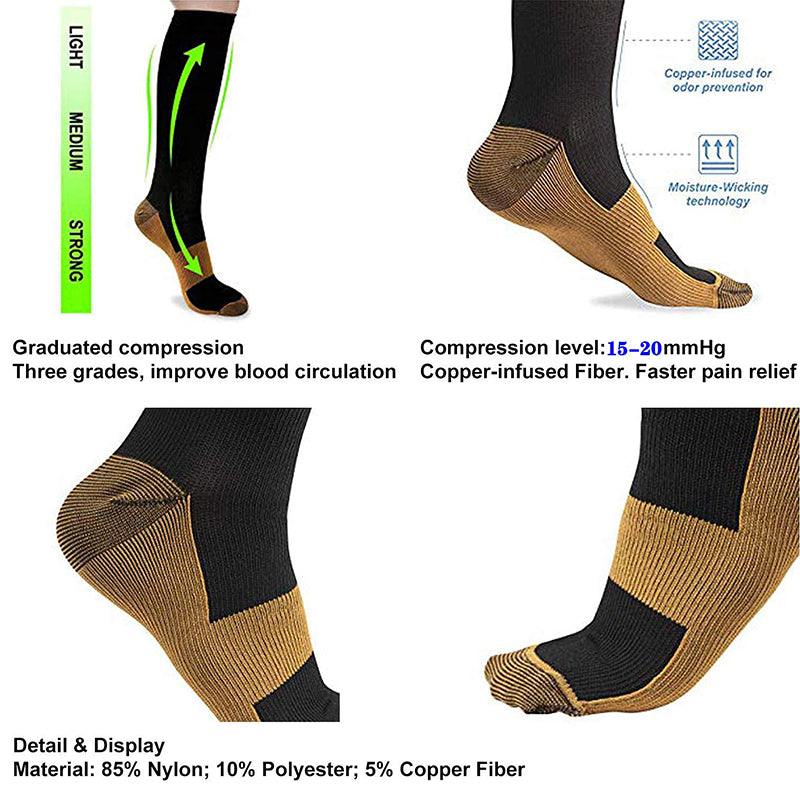 Aoliks 3 Pairs Women Zipper Copper Compression Socks Calf Sleeves