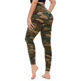 Aoliks Camouflage Women High Waisted Yoga Leggings Green