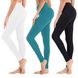 Aoliks 3 Pack High Waisted Leggings for Women White-Turquoise-Black