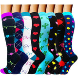 Aoliks 8 Pairs Woman Colorful Knee High Compression Socks 20-30 mmHg