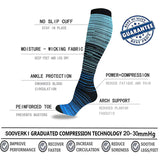 Aoliks 8 Pairs Woman Colorful Gradient Knee High Compression Socks 20-30 mmHg