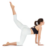 Aoliks Women's Capri Leggings High Waisted Side Pockets Workout Pants White