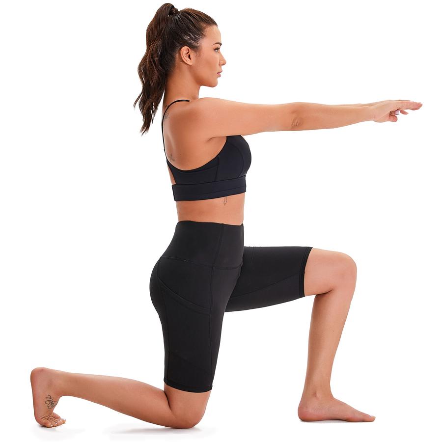 Aoliks Women's High Waist Yoga Short Side Pocket Workout Tummy