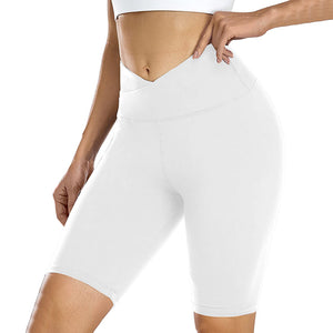 Aoliks Womens Crossover Biker Shorts High Waisted Running Leggings