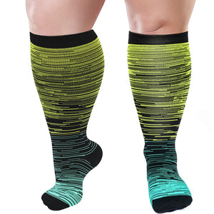 Aoliks Woman Gradient Plus Size Knee High Wide Calf Compression Socks Yellow