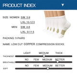 Aoliks 5 Pairs Women&Man Plantar Fasciitis Support Low Cut Copper Compression Socks