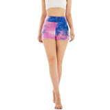 Aoliks Tie Dye Women's Shorts High Waisted Butt Lifting Tiktok Leggings Blue-Purple