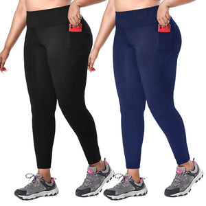 Aoliks 2 Pack Women Plus Size Leggings with Pocket High Waist Yoga Pants