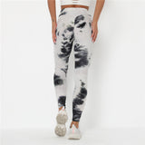 Aoliks Tie Dye Women's High Waisted Butt Lifting Tiktok Leggings Ink White