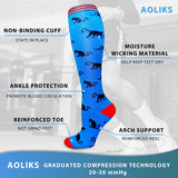 Aoliks 7 Pairs Woman Animal Pattern Compression Socks 20-30 mmHG