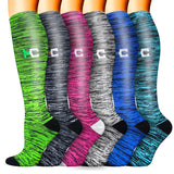 Aoliks 6 Pairs Woman Colorful Sports Compression Socks 20-30 mmHG