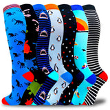 Aoliks 7 Pairs Woman Animal Pattern Compression Socks 20-30 mmHG