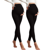 Aoliks 2 Pack Maternity Leggings Slim High Waisted Women Pregnancy Pants Black