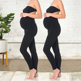 Aoliks 2 Pack Women Maternity Leggings Pregnancy Pants Black