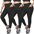 Aoliks 3 Pack Women Plus Size Leggings with Pockets Workout Pants