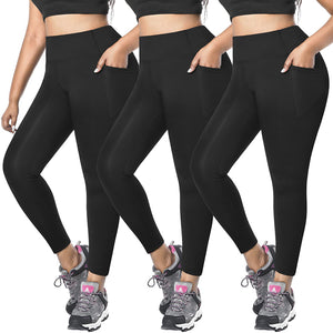 Aoliks 3 Pack Women Plus Size Leggings with Pockets Workout Pants