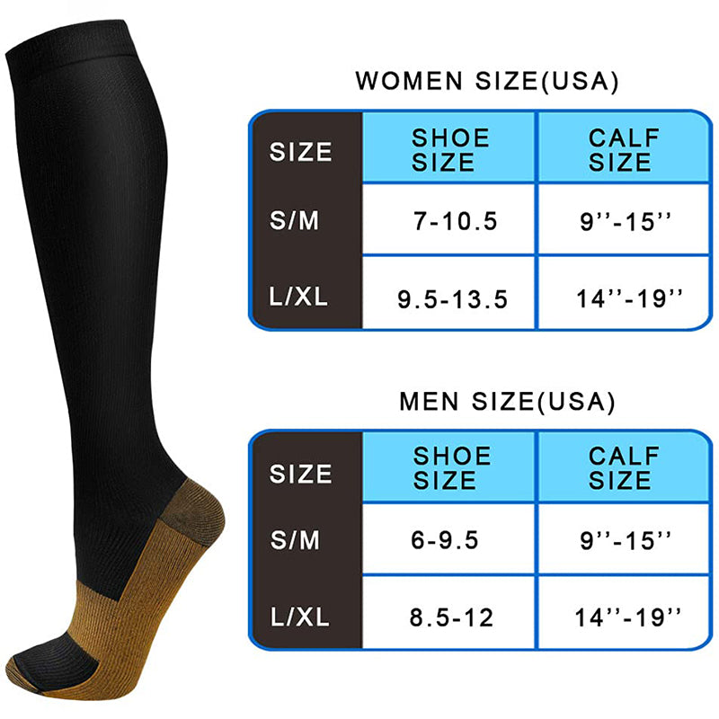 Cost-Effective Copper Compression Socks - Comfortable & Breathable - 4  Pairs