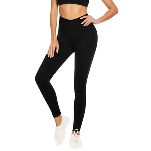 Aoliks Women Crossover Waist Leggings High Waisted Yoga Pants