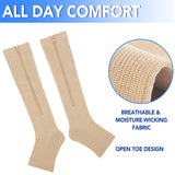 Aoliks 3 Pairs Women Zipper Compression Socks Calf Sleeves Open-Toed Support Stockings