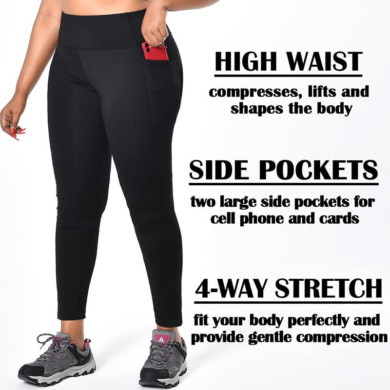Womens Plus Size High Waisted Yoga Leggings Stretch Athletic Tummy
