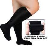 Aoliks Women Plus Size Compression Socks Knee High Wide Calf Support Hose Black