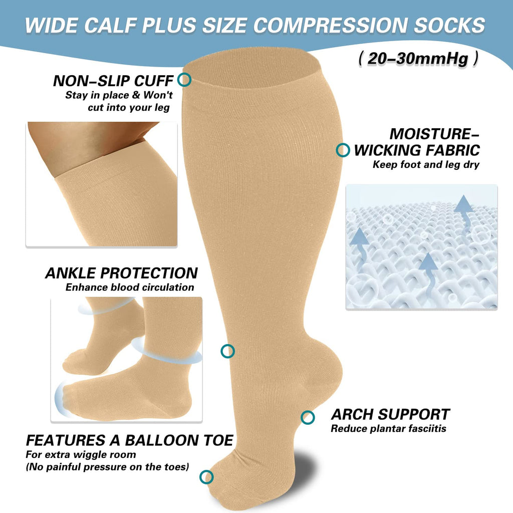 Aoliks 3 Pairs Women Zipper Copper Compression Socks Calf Sleeves Open-Toed Support  Stockings