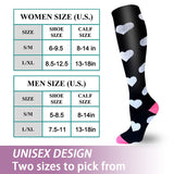 Aoliks 6 Pairs Woman Funny Pattern Compression Socks 20-30 mmHG Gray