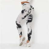 Aoliks Tie Dye Women's High Waisted Butt Lifting Tiktok Leggings Ink White