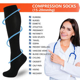 Aoliks 3 Pairs Women & Men Knee High Compression Socks (15-20mmHg)
