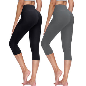 Aoliks 2 Pack Womens Capri Leggings High Waisted Yoga Cropped Pants