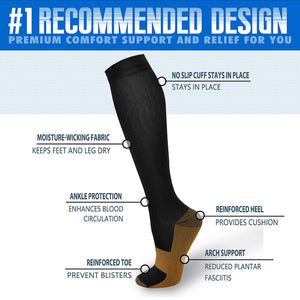 Aoliks 4 Pairs Woman Copper Compression Socks 15-20 mmHG Black