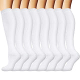 Aoliks 8 Pairs Woman Knee High Compression Socks 15-20 mmHg