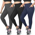 Aoliks 3 Pack Women Plus Size Leggings with Pockets Workout Pants