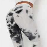 Aoliks Tie Dye Women's High Waisted Butt Lifting Tiktok Leggings Ink White