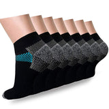 Aoliks 7 Pairs Women&Man Plantar Fasciitis Support Low Cut Compression Socks Black