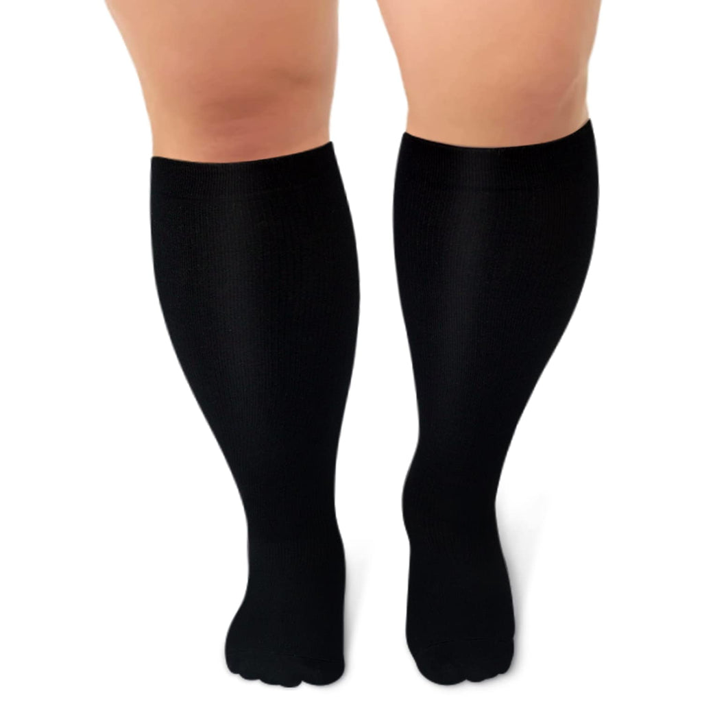 Plus Size Compression Socks With Zipper – Wide Calf 15 MmHg Support Socks – Graduated Pressure For Circulation & Travel