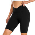 Aoliks Womens Crossover Biker Shorts High Waisted Running Leggings